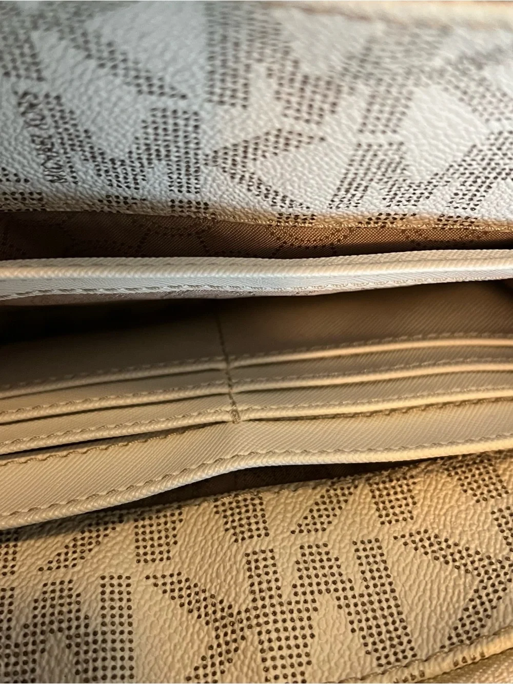 Michael Kors Cream and Brown MK Logo Crossbody Bag